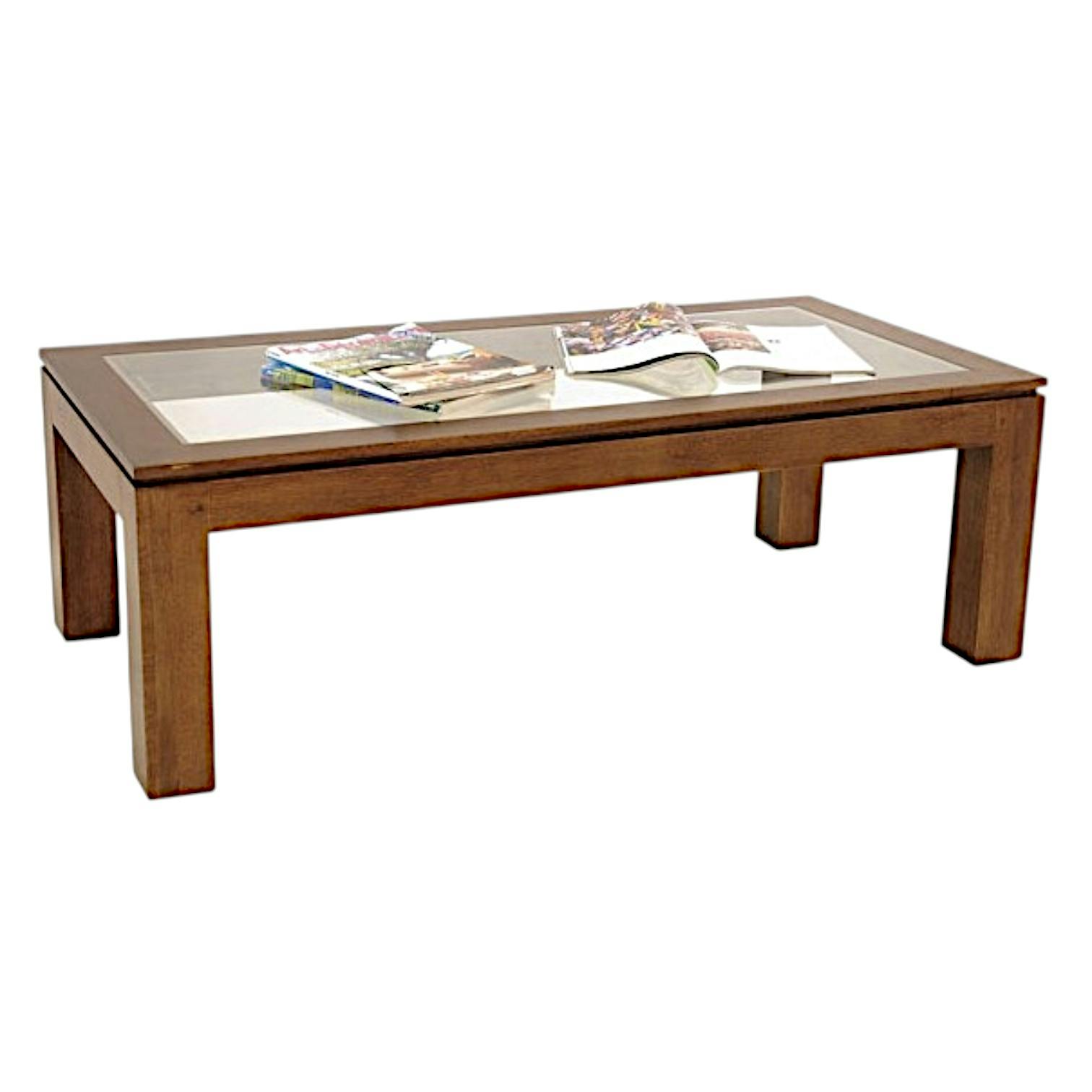 Table basse vitrée hévéa 120X60cm HELENA