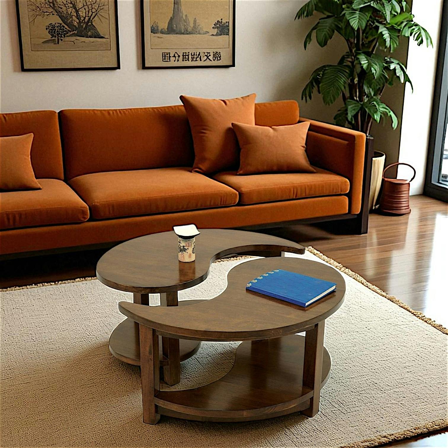 Table basse Ying Yang hévéa D80cm MAORI