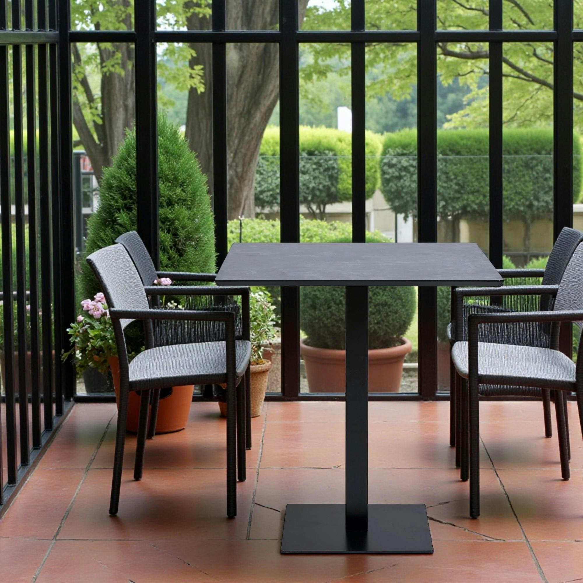 Table bistrot mélamine grise - pied métal noir, 70 cm NAPA