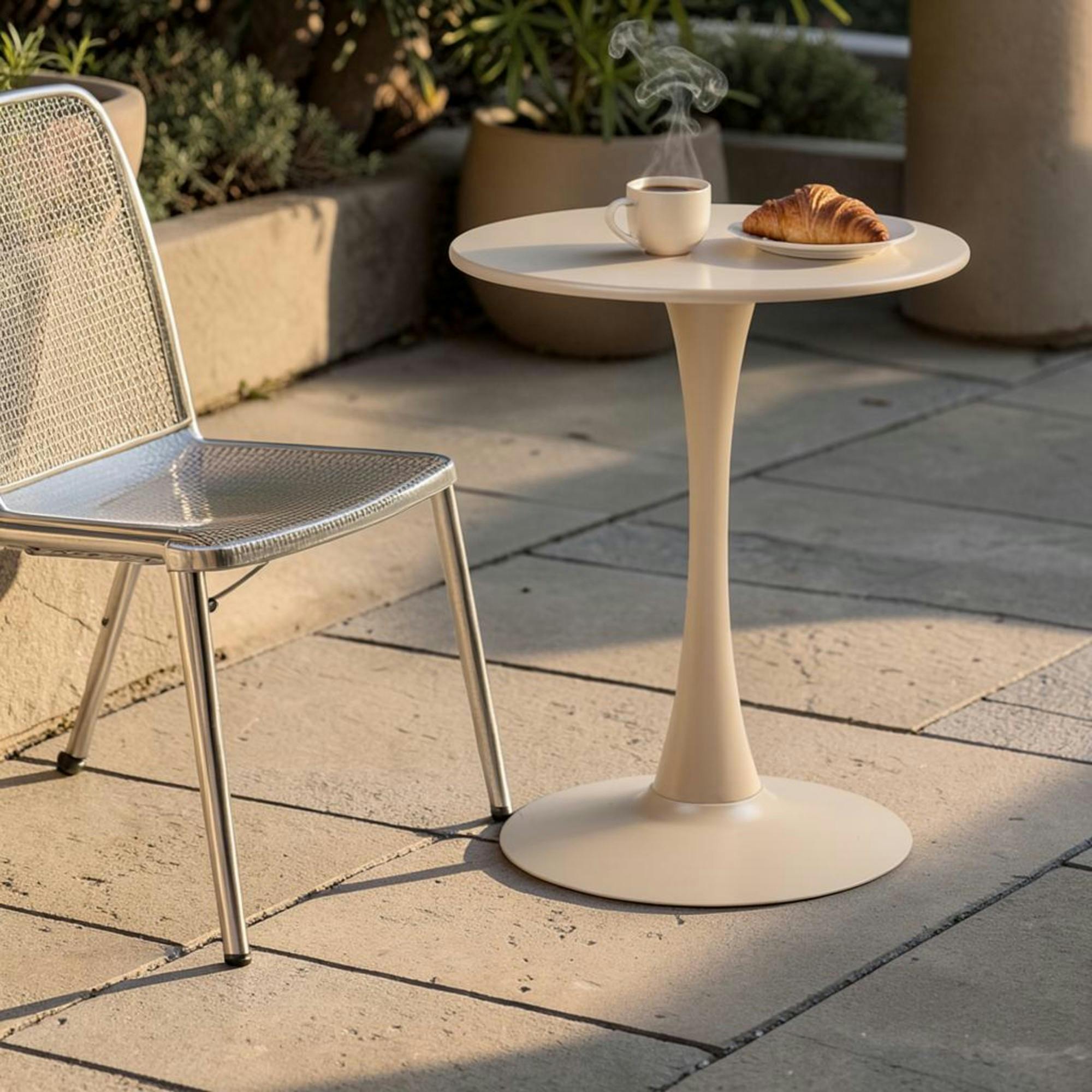 Table bistrot ronde en acier taupe ø60 cm RHODES