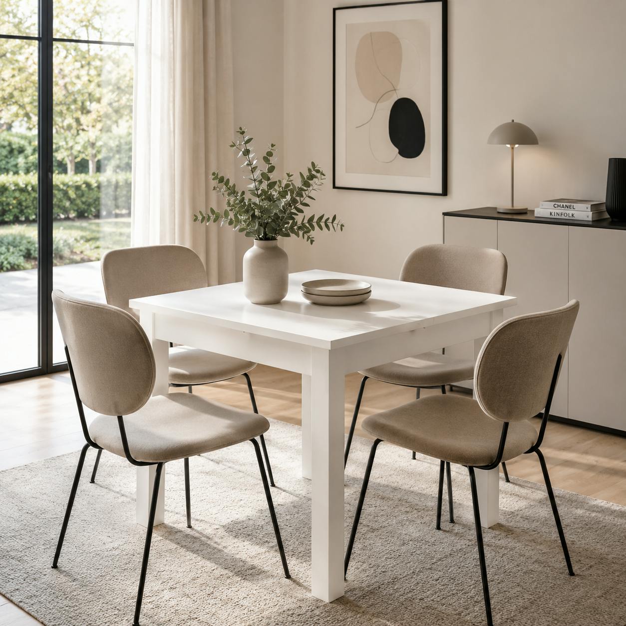 Table blanche carrée extensible 80-120 cm ALVA