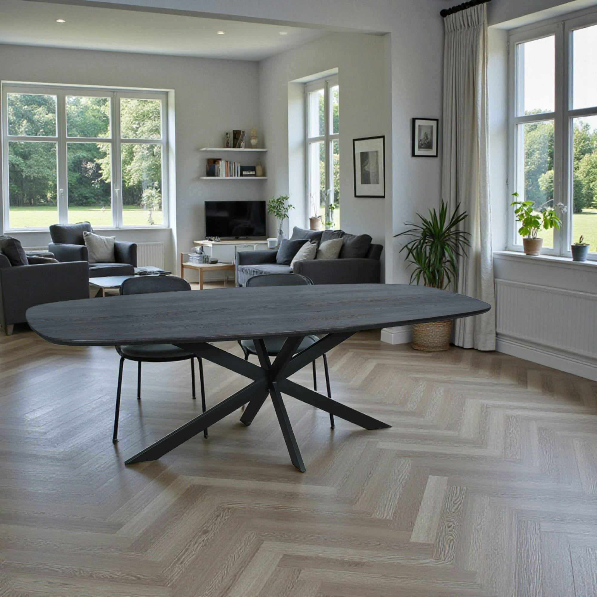 Table bois noir bords arrondis 240 cm LEXTON