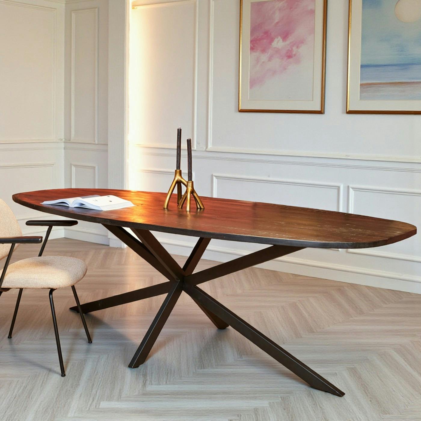 Table bords arrondis bois noir 200 cm UTAH