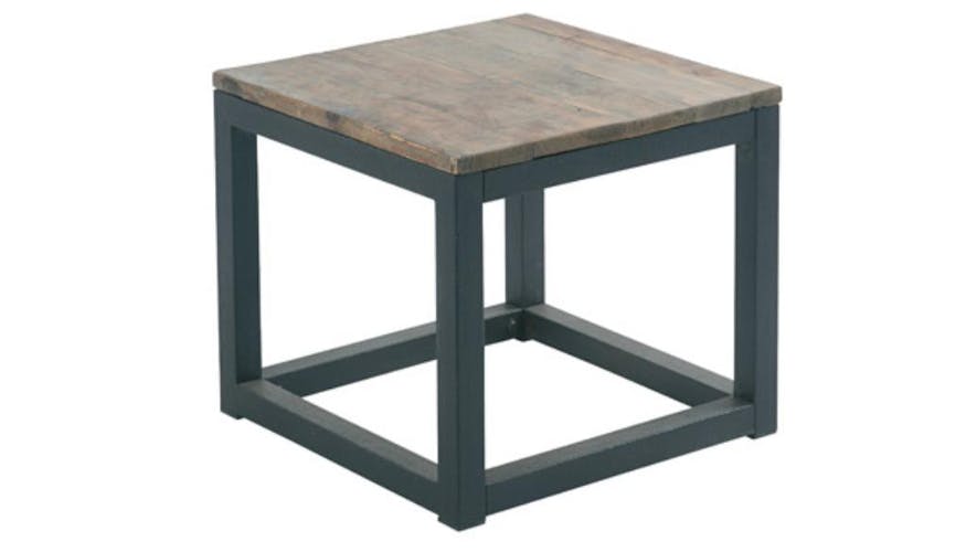 Table bout de canapé carrée Industriel 50cm Sapin recyclé SYNERGIE
