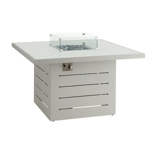Table brasero carrée en aluminium gris et en verre LANZAROTE
