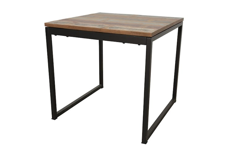 Table carrée en Hévéa recyclé coloré et pieds métal 80x80x76cm LOFT COLORS