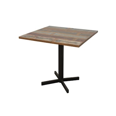  Table carrée en Hévéa recyclé coloré et pieds métal en croix 80x80x76cm LOFT COLORS