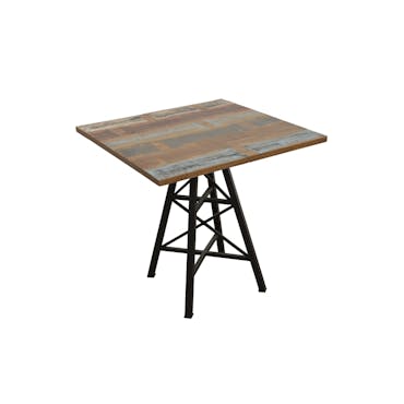  Table carrée en Hévéa recyclé coloré et pieds métal façon "Tour Eiffel" 80x80x76cm LOFT COLORS