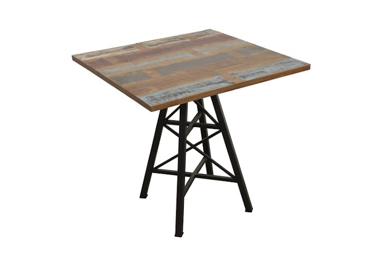 Table carrée en Hévéa recyclé coloré et pieds métal façon "Tour Eiffel" 80x80x76cm LOFT COLORS