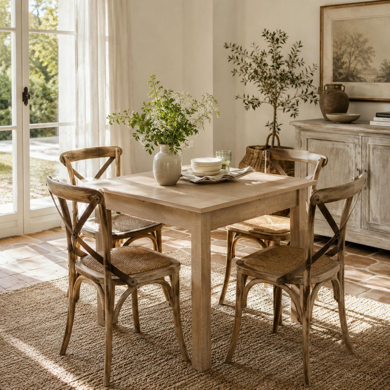 Table carrée extensible effet bois 80-120 cm ALVA