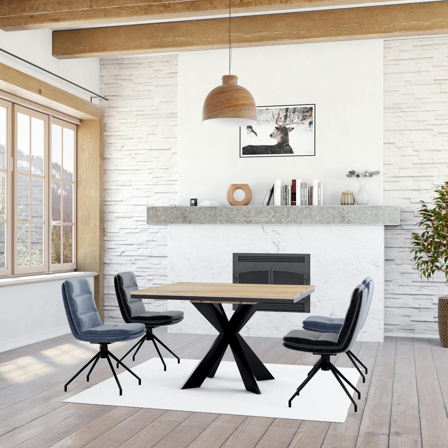 Table carrée extensible en chêne huilé 130 cm PALERME