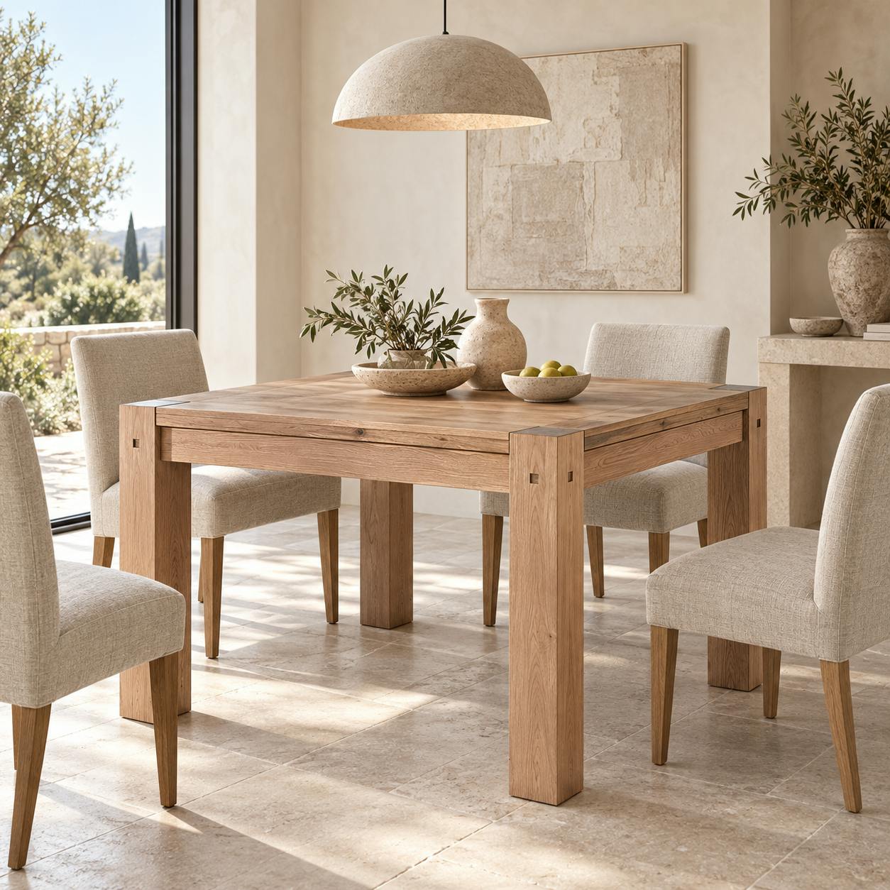 Table de repas carree en bois de style campagne