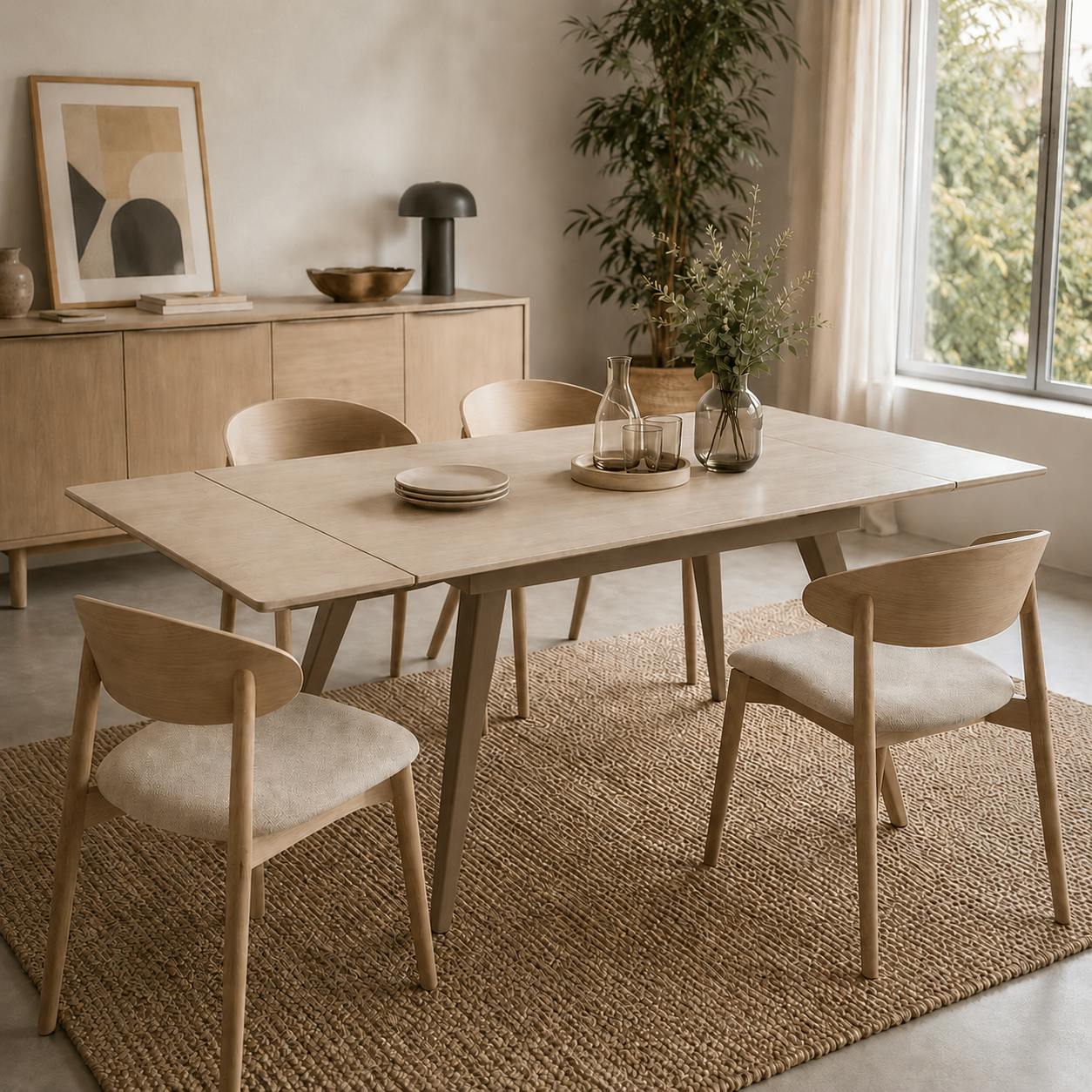 Table céramique extensible décor travertin 120-180 cm LORA
