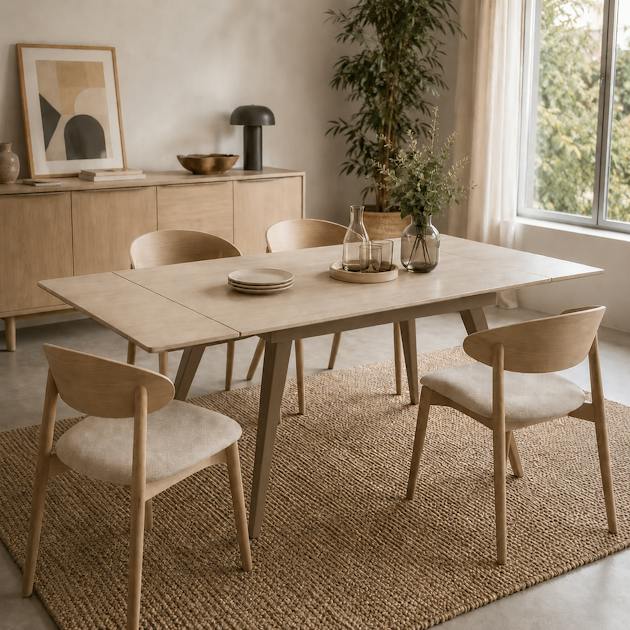 Table céramique extensible décor travertin 120-180 cm LORA | Tables à ...