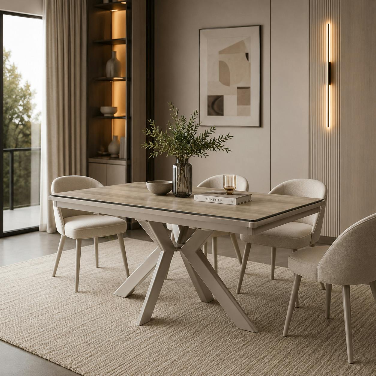 Table céramique extensible effet chêne 120-220 cm LUGANO