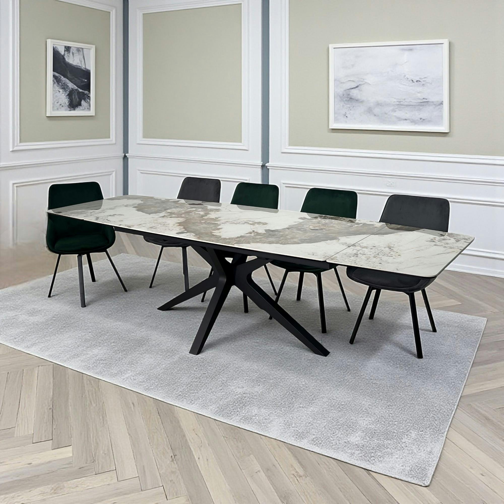 Table céramique extensible effet marbré 180-280 cm LOMBARDIE