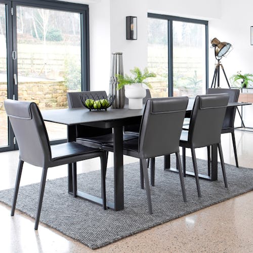 Table a manger extensible moderne ceramique et metal style contemporain