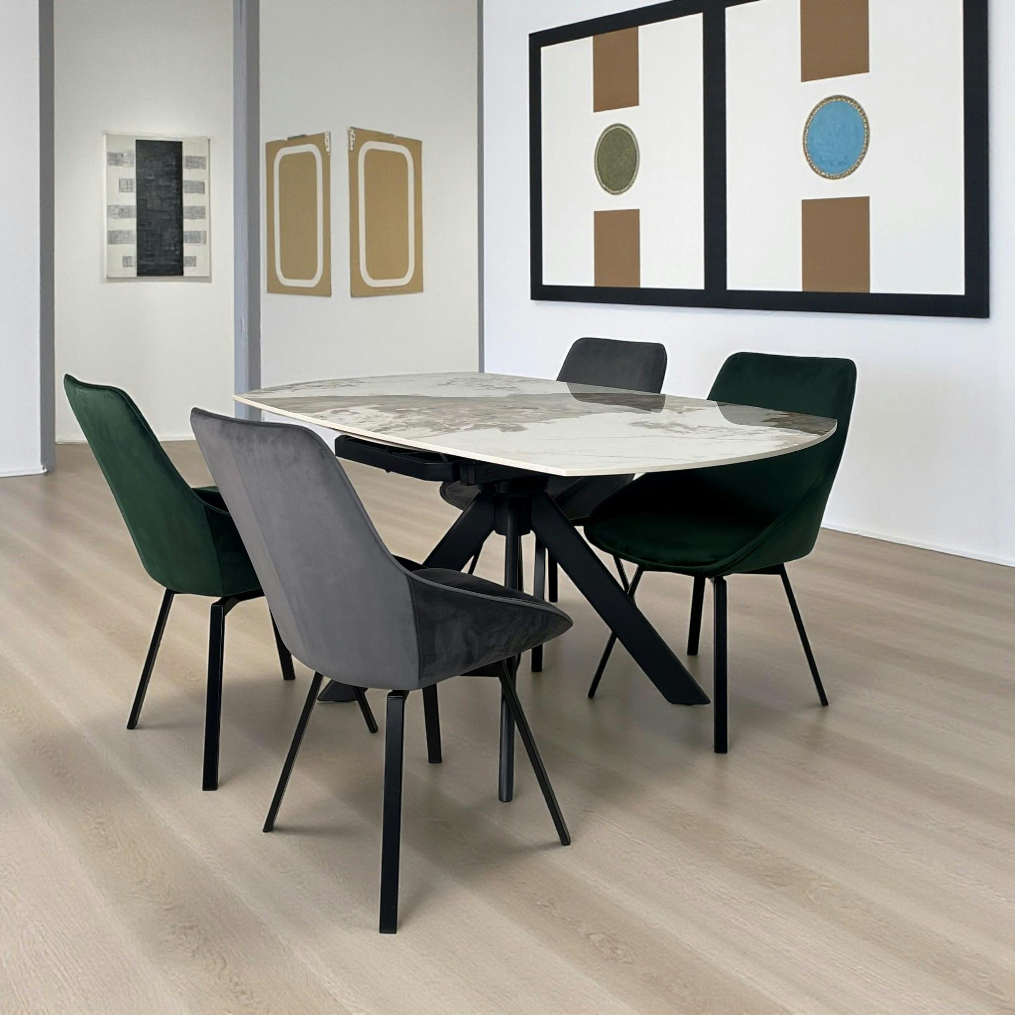 Table céramique extensible - pied central 150 cm LOMBARDIE
