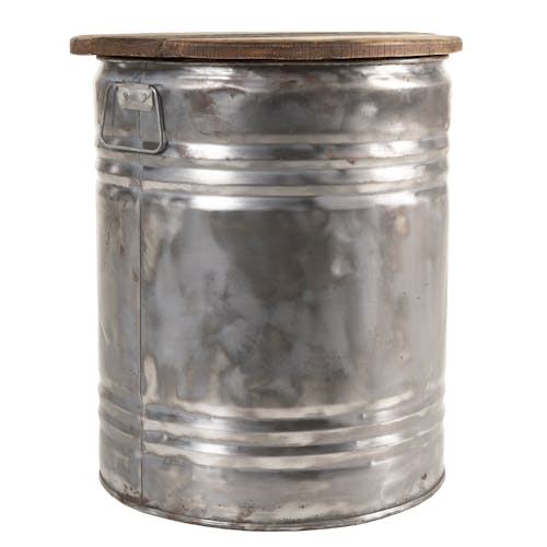Table d'appoint bidon acier bois recyclé JODHPUR