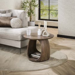Table d’appoint bois brun – rangement intégré, 46 cm MYSORE
