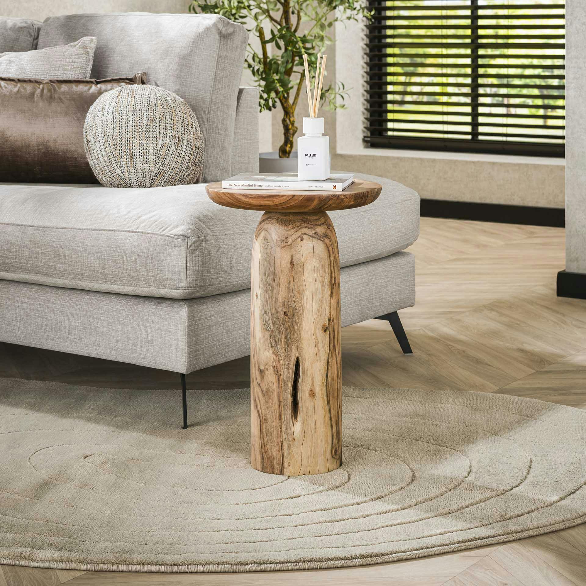 Table d’appoint bois – plateau sculpté, 55 cm MELBOURNE