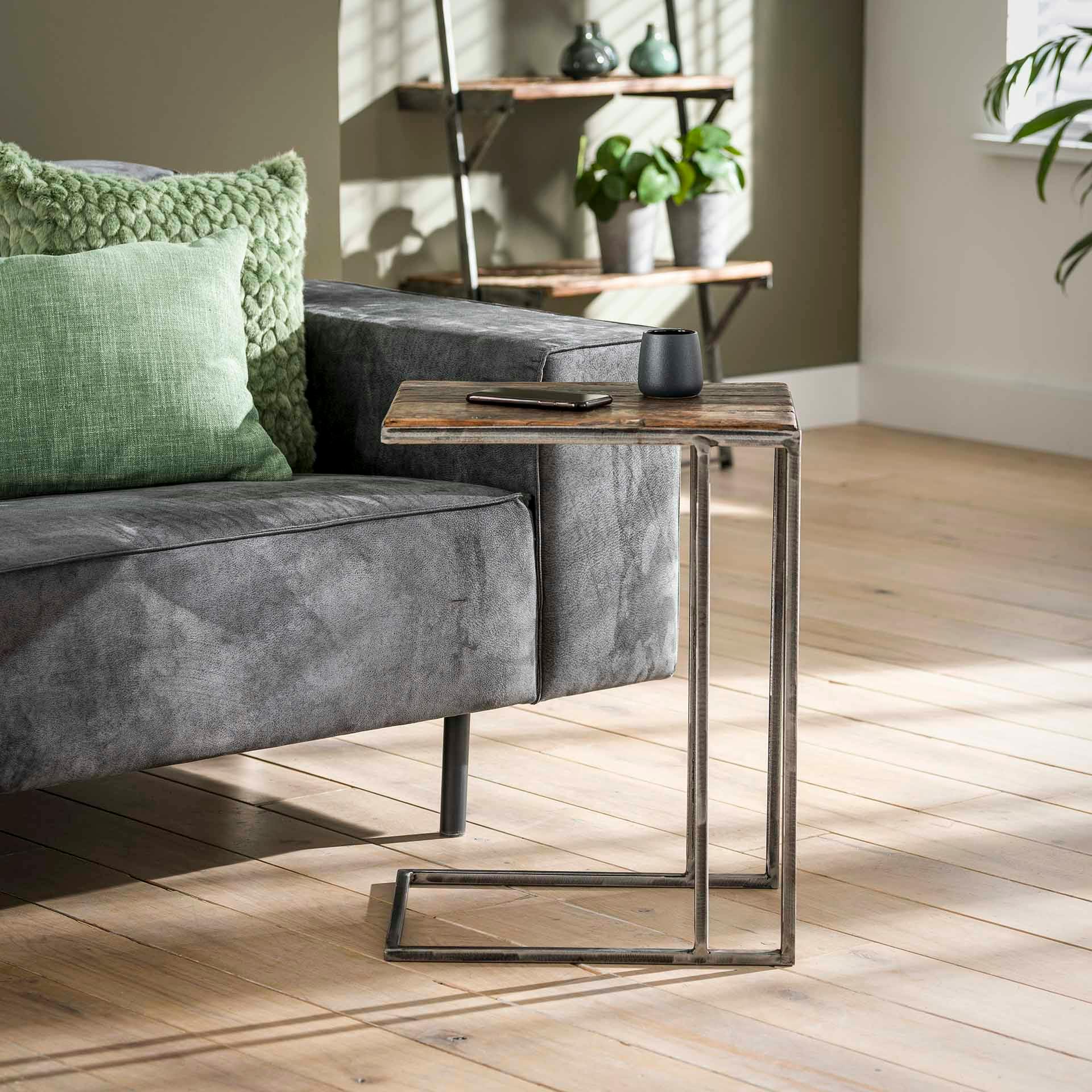 Table d'appoint bois recyclé acier OMSK