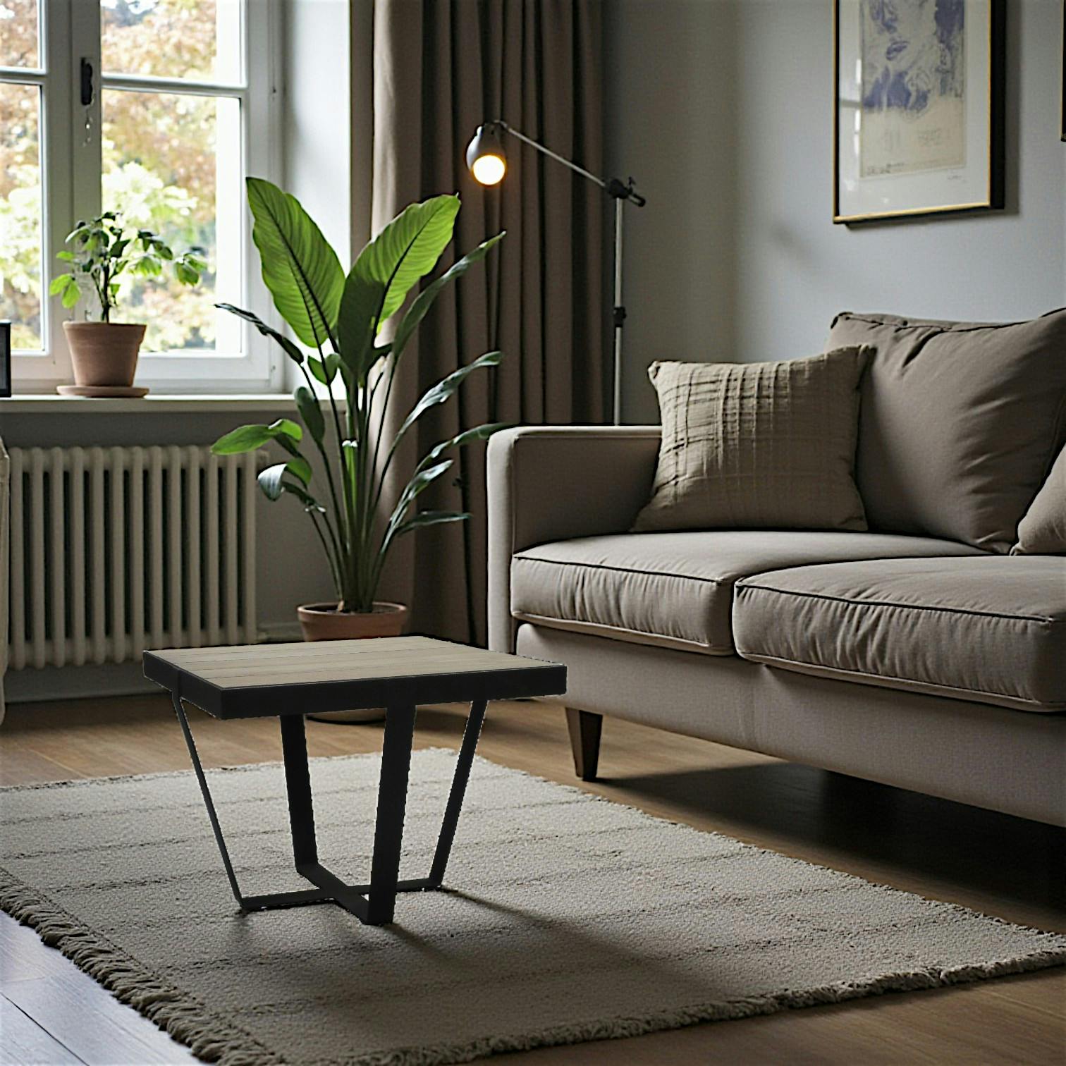 Table d'appoint Bout de Canapé chêne massif métal SOOMAA réf 30020861