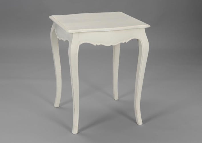 Table appoint carree blanche en bois de style romantique
