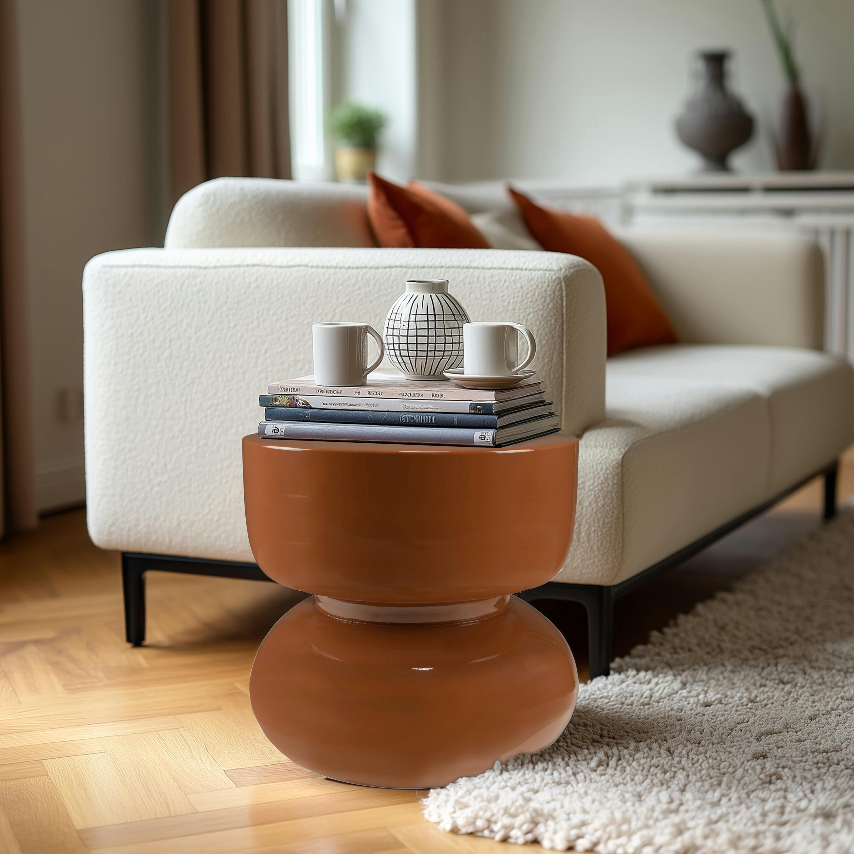 Table d'appoint design en fer couleur brun ELORA