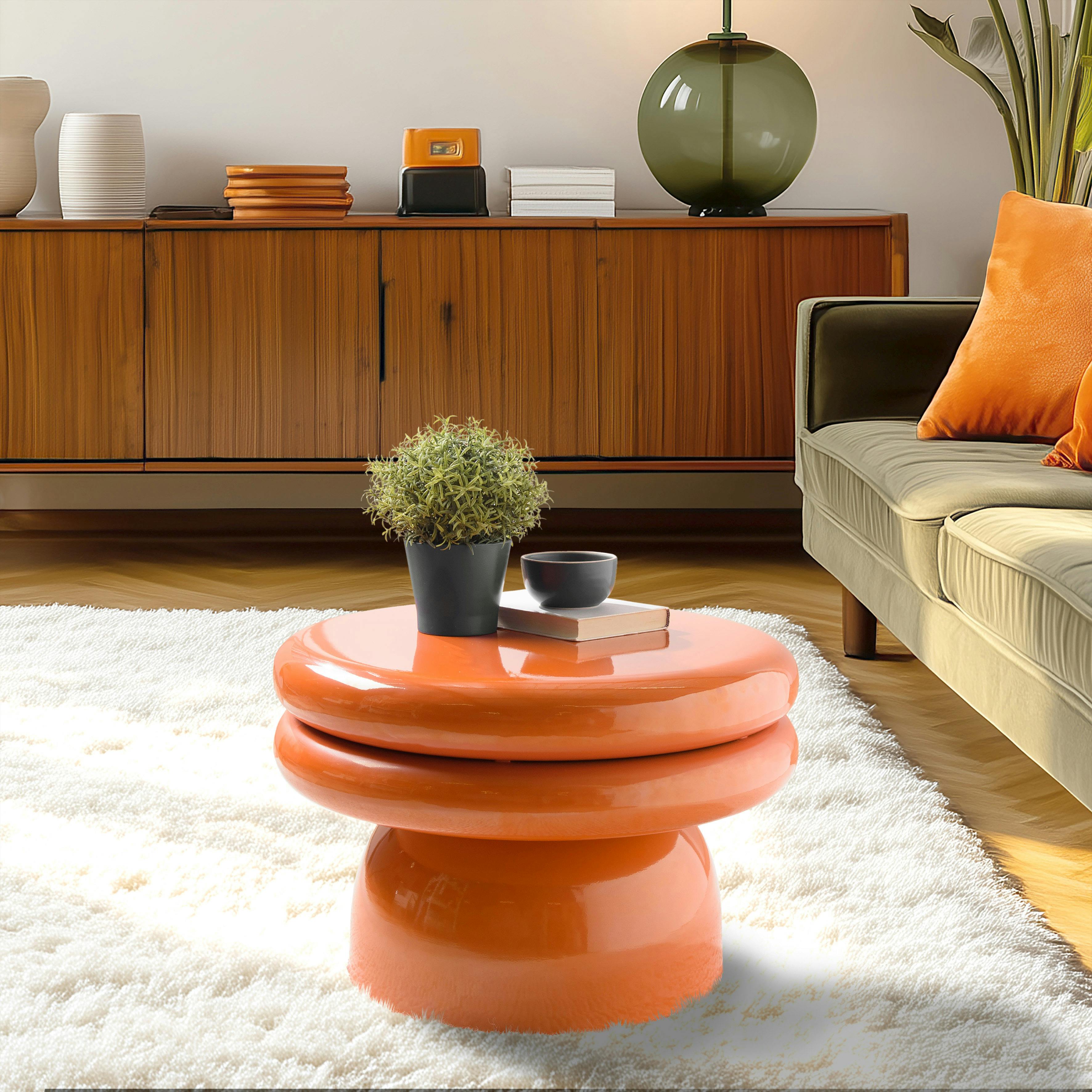 Table d'appoint design en fer couleur orange fluo ELORA