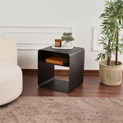 Table d’appoint design métal noir – forme cube SFAX
