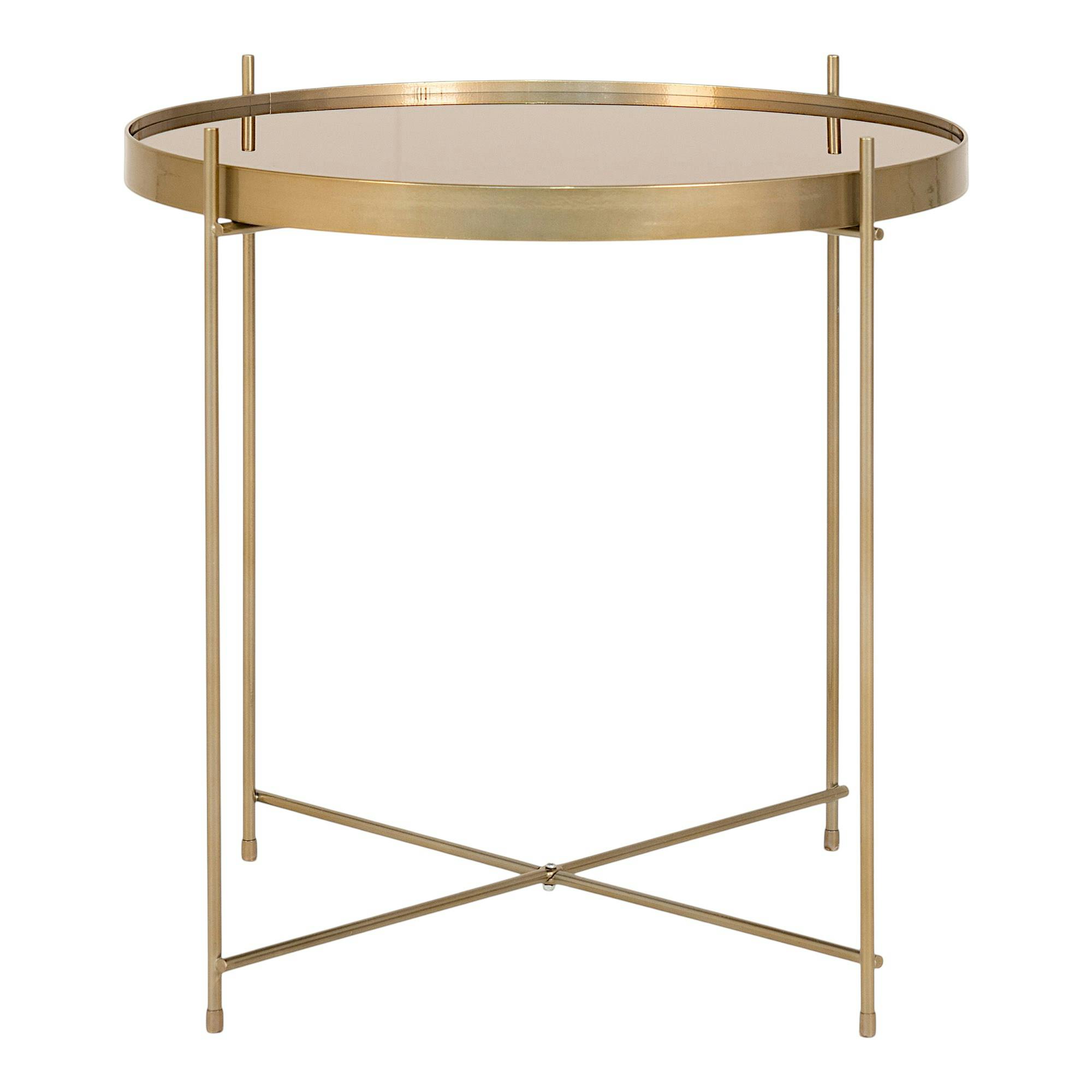 Table d'appoint design verre et effet laiton ø48 cm TULUM