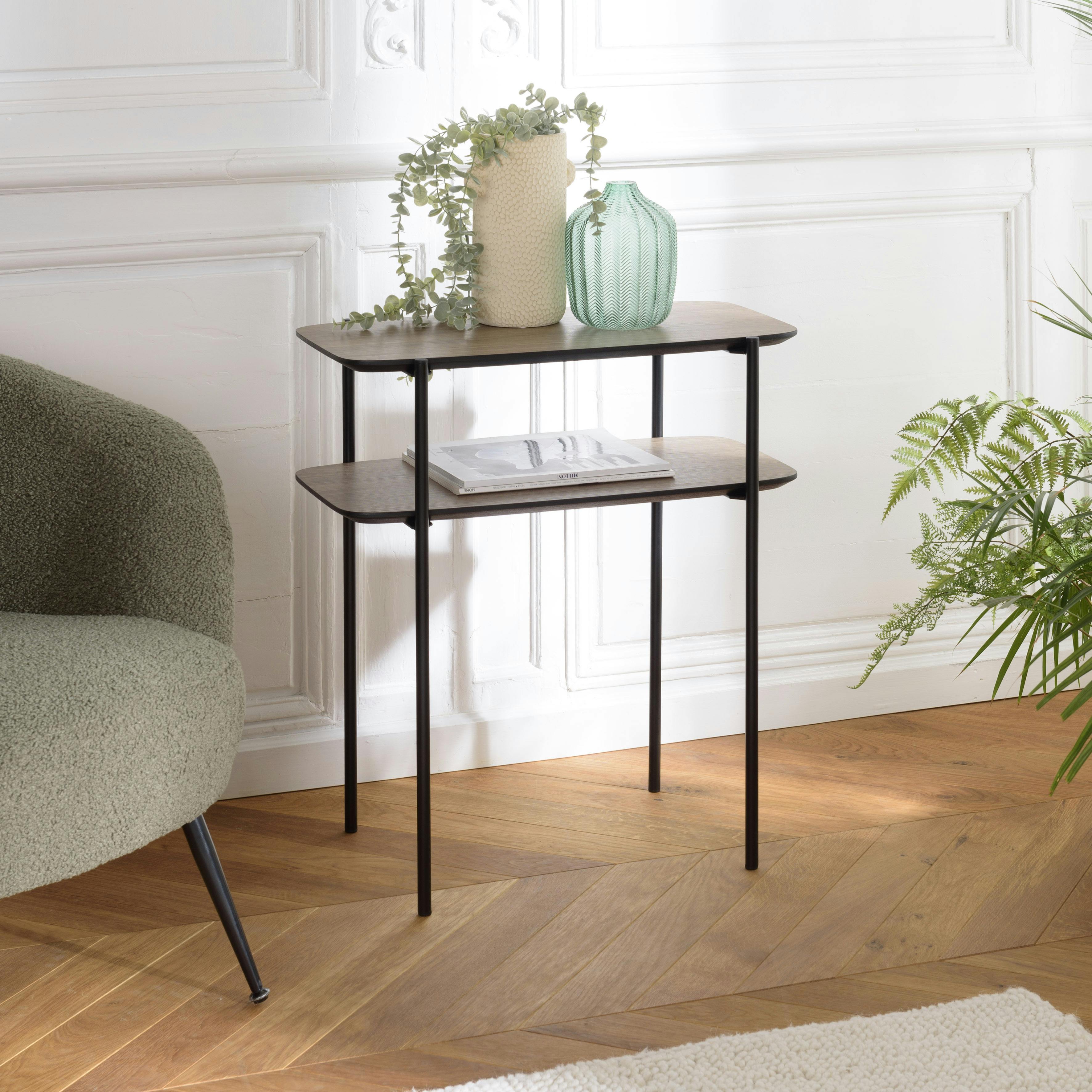 Table d'appoint double plateau effet bois LANDAISE