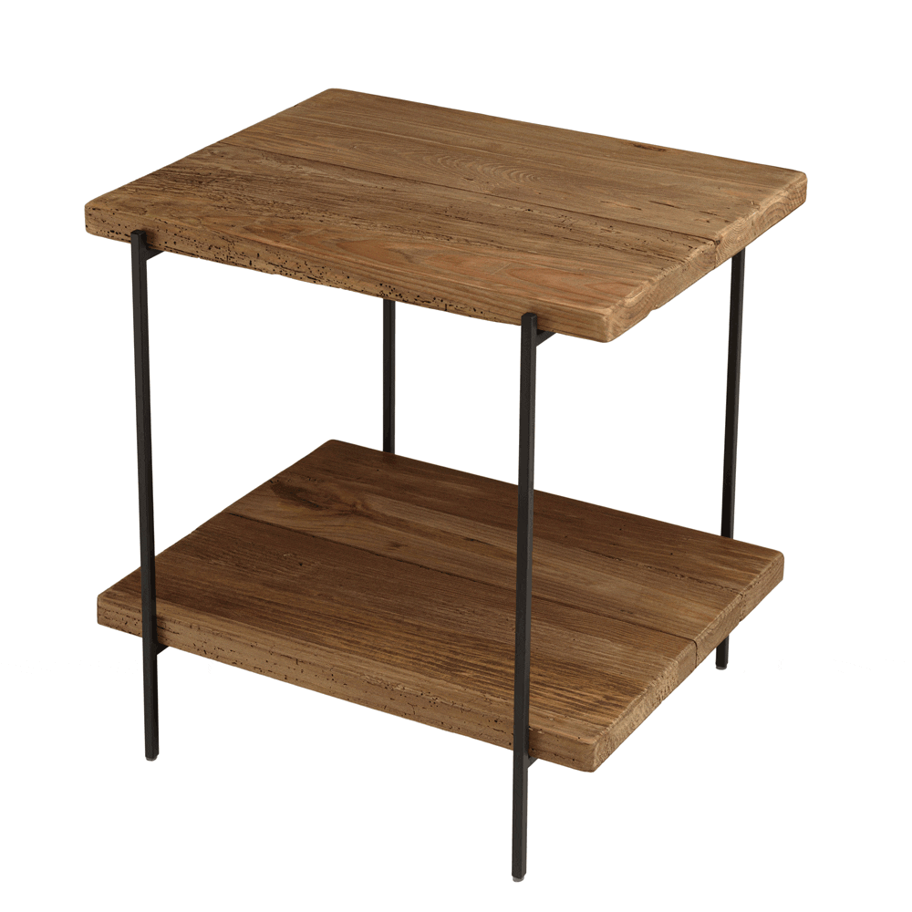 Table d'appoint double plateau pin recyclé CRACOVIE