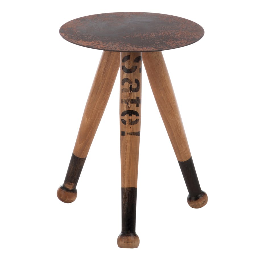 Table d'appoint en bois et métal marron et gris D39xH44cm