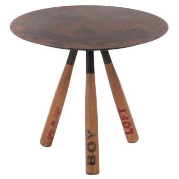  Table d'appoint en bois et métal marron et gris D60xH53cm