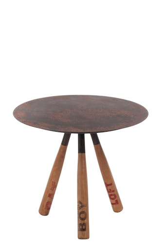 Table d'appoint en bois et métal marron et gris D60xH53cm