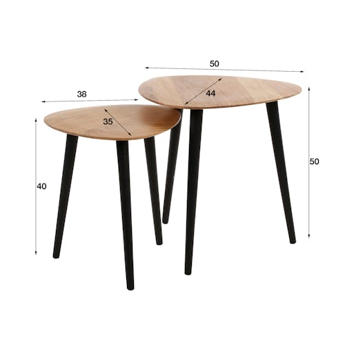 Table d'appoint en bois massif forme triangle (lot de 2) MELBOURNE