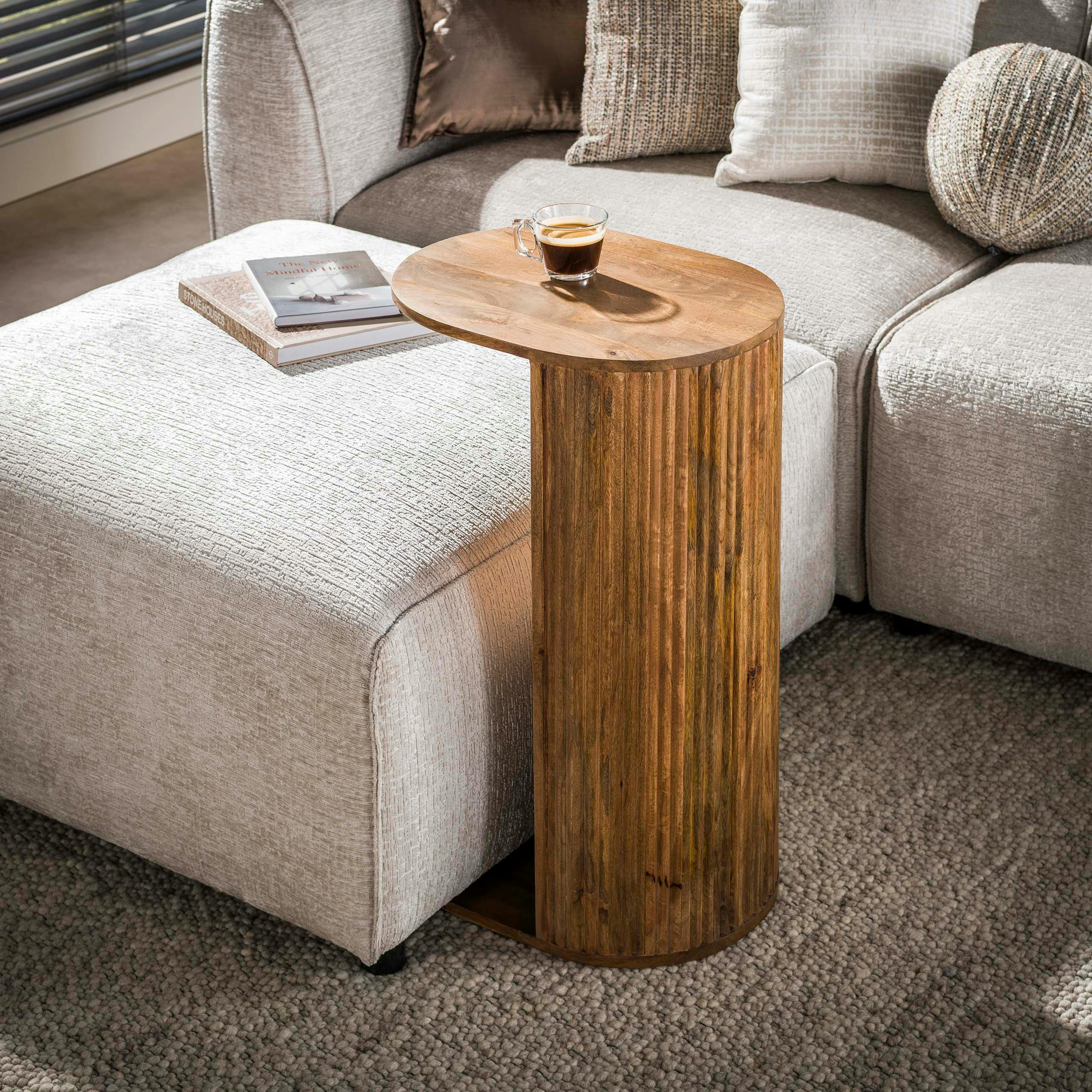 Table d'appoint en bois rainuré pour ordinateur DELHI