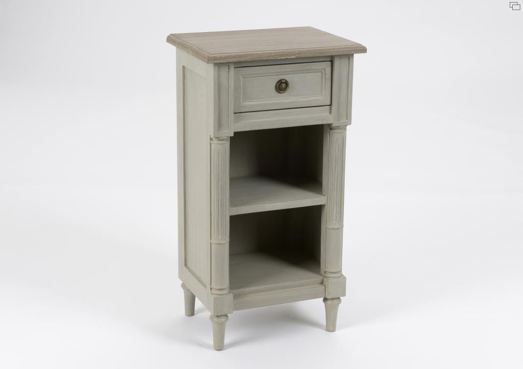 Table d'appoint en bois vieilli gris 1 tiroir EDOUARD L 40 x P 30 x  H 75 AMADEUS