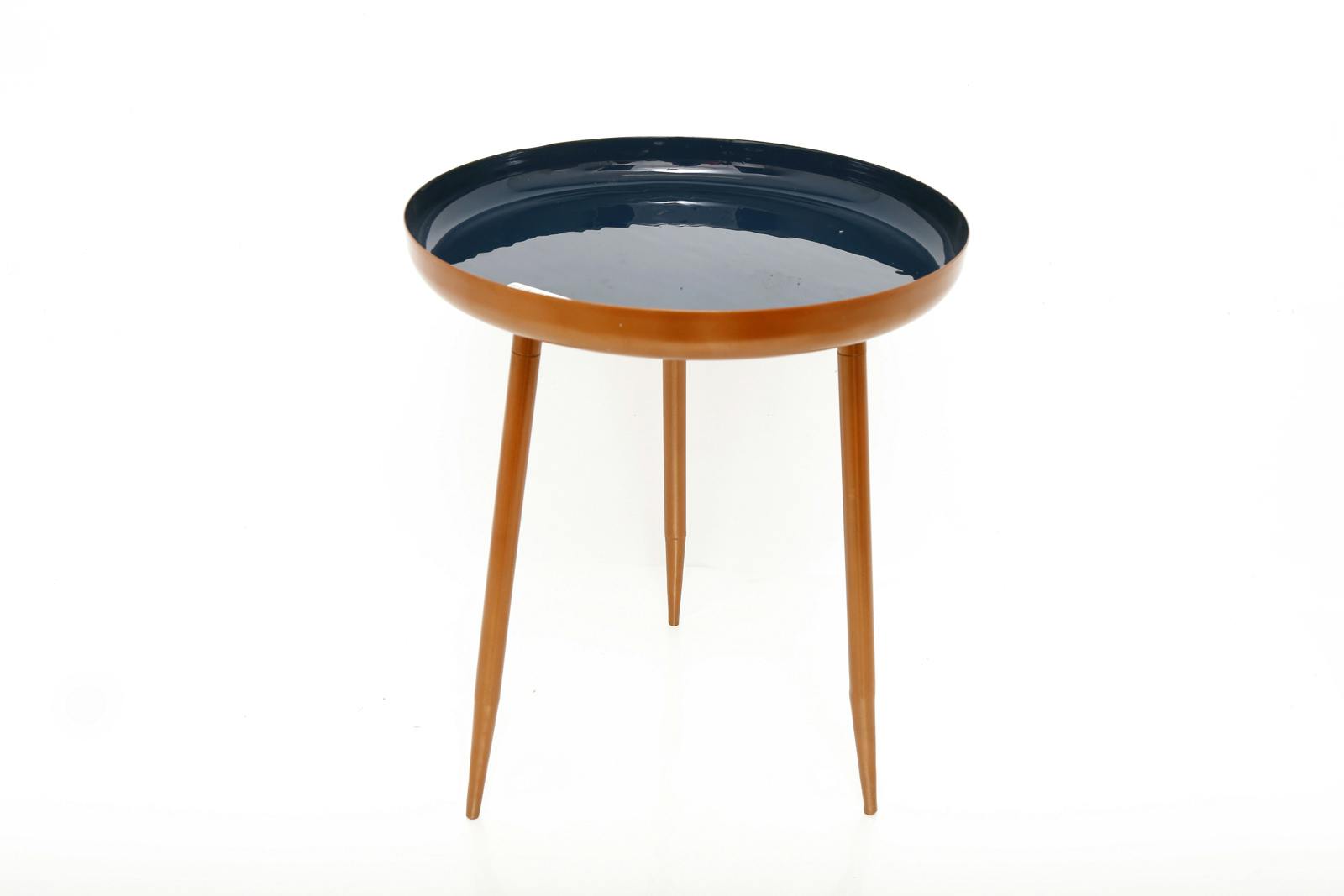 Table d'appoint en métal bleu roi 3 pieds 37xH45cm