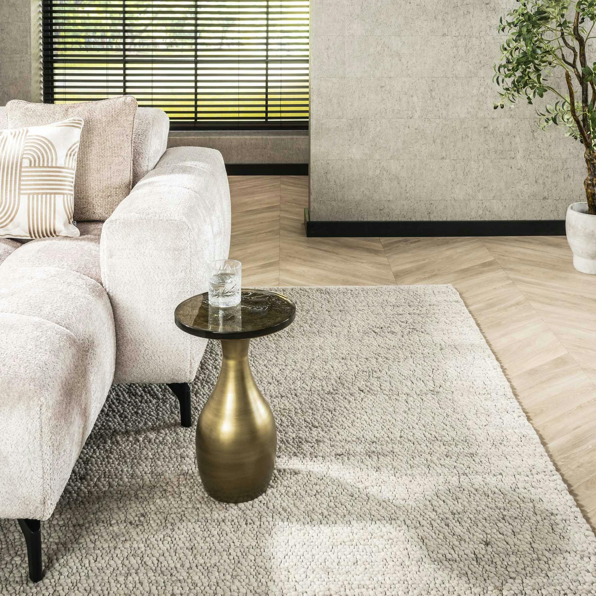 Table d’appoint en verre – antique dorée, 45 cm LAGUNA