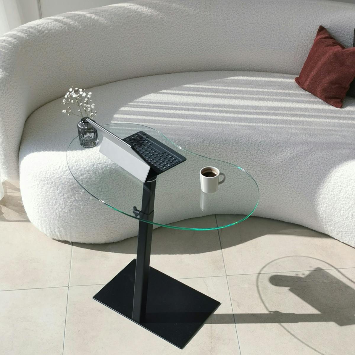 Table d'appoint en verre pour ordinateur, réglable TULUM