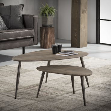  Tables basses gigognes ovales effet bois pieds metal de style contemporain