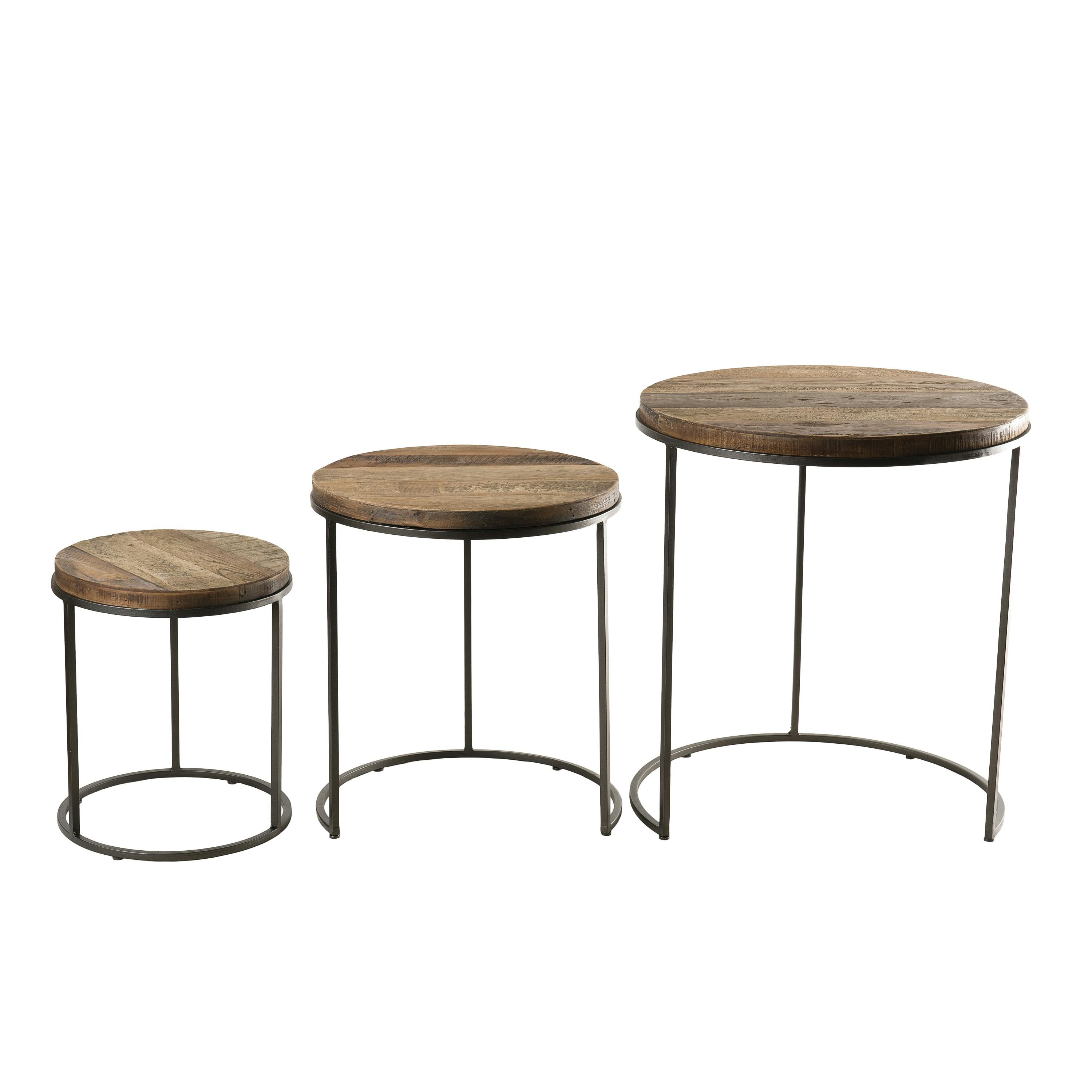 Table d'appoint gigogne bois recyclé (lot de 3) SWING