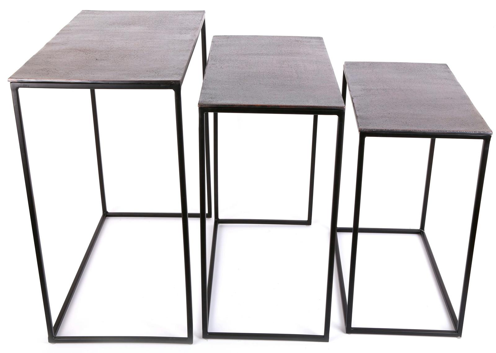 Table d'appoint gigogne rectangle métal bronze (lot de 3)