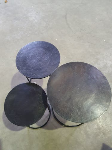 Table d'appoint gigogne ronde métal bronze (lot de 3)