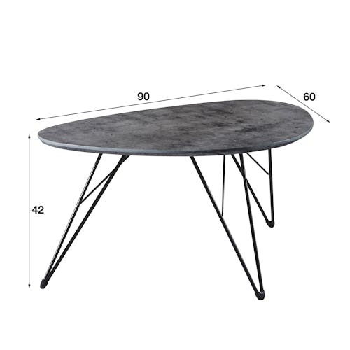 Table basse effet beton pied metal de style contemporain