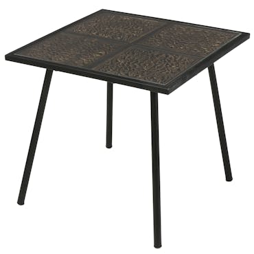  Table d'appoint H 41,5 cm carrée plateau décor floral métal