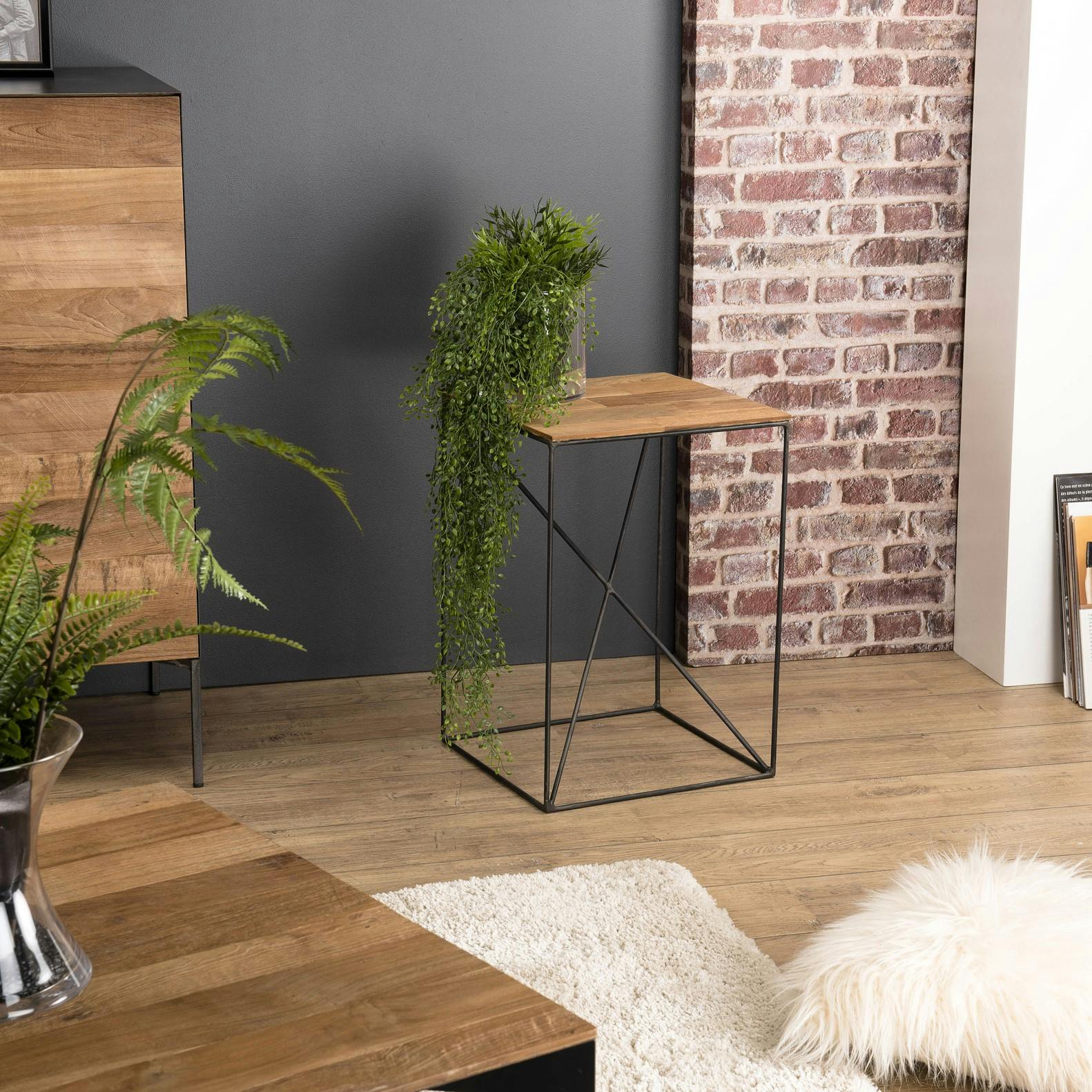Table d'appoint industrielle bois recyclé PANAMA